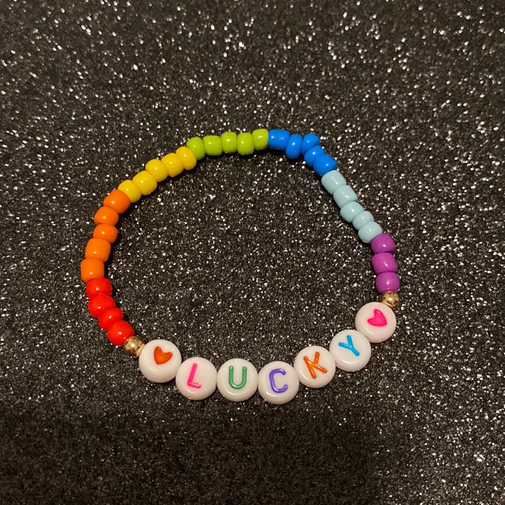 Kids rainbow bead stretch bracelet